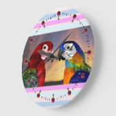 ハイパーパーロット/赤と青のアラ ラージ壁時計 (傾斜)