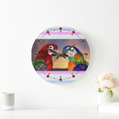 ハイパーパーロット/赤と青のアラ ラージ壁時計 (ホーム)