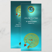 ハイパーラビリンス ,アクアマリンの明るい黄色と青 招待状 (正面/裏面)