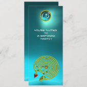 ハイパーラビリンス ,アクアマリンブルーと明るい黄色 招待状 (正面/裏面)