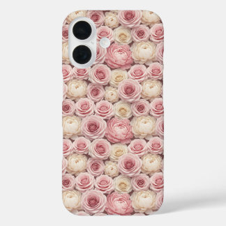 ハイパーリアリスティック3Dパステルローズ＆芍薬 iPhone 16ケース