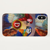 ハイパー・パロッツ/赤と青のARA GEMSTONE MONOGRAM Case-Mate iPhoneケース (裏面(横))