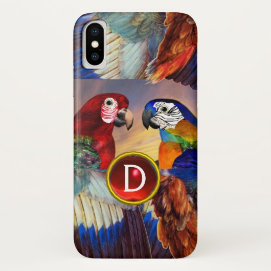 ハイパー・パロッツ/赤と青のARA GEMSTONE MONOGRAM Case-Mate iPhoneケース (裏面)