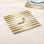 ハイヒールかわいらしは「女の子の友人」の靴 スクエアペーパーコースター (アングル)