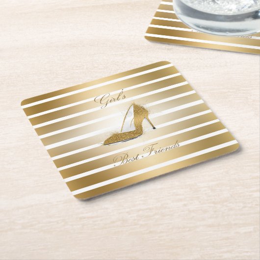 ハイヒールかわいらしは「女の子の友人」の靴 スクエアペーパーコースター (アングル)
