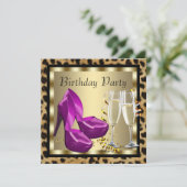 ハイヒールとココナッツ・レオパードの誕生日パーティー 招待状 (スタンド正面)