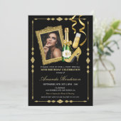 ハイヒールとシャンパンウィメンズ誕生日 招待状 (スタンド正面)