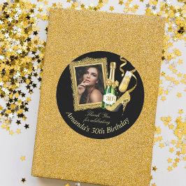 ハイヒールとシャンパン誕生日サンキュー ラウンドシール