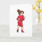 ハイヒールとドレスの秘書 カード (黄色い花)