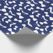 ハイヒールとネクタイの結婚式パーティー ネイビー シームレス ラッピングペーパー (角)