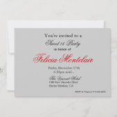 ハイヒールと口紅のスイート16パーティー 招待状 (裏面)