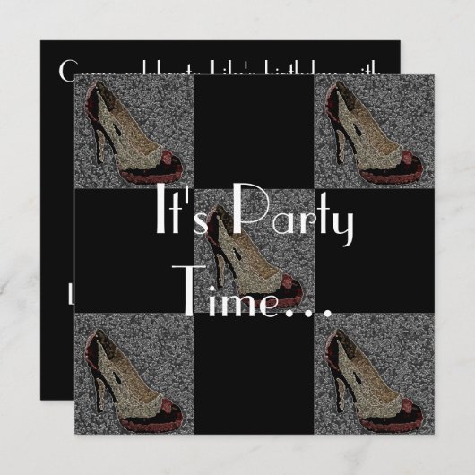 ハイヒールのパーティの招待状 招待状 (正面/裏面)