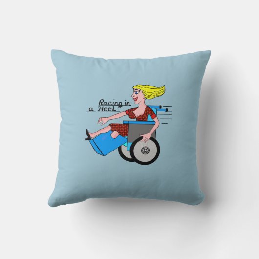 ハイヒールの車椅子の切断患者の女の子 クッション (裏面)