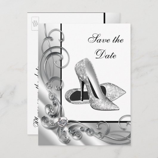 ハイヒールの靴が日付を保存 案内ポストカード (正面/裏面)
