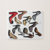 ハイヒールの靴のコラージュの輝きのファッションポンプ ジグソーパズル (横)