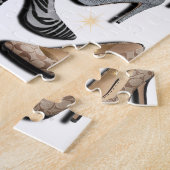 ハイヒールの靴のコラージュの輝きのファッションポンプ ジグソーパズル (側面)