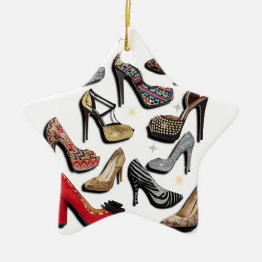 ハイヒールの靴のコラージュの輝きのファッションポンプ セラミックオーナメント (正面)