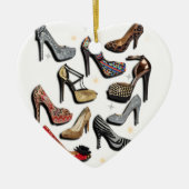 ハイヒールの靴のコラージュの輝きのファッションポンプ セラミックオーナメント (正面)