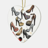 ハイヒールの靴のコラージュの輝きのファッションポンプ セラミックオーナメント (左)