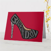 ハイヒールの靴のハッピーバースデーのタイポグラフィカード カード (黄色い花)