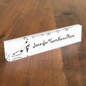 ハイヒールの靴の白黒 デスクネームプレート (側面)