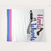 ハイヒールまたはホイール 性別発表 ピンク|ブルー フォト タペストリー (正面(横))