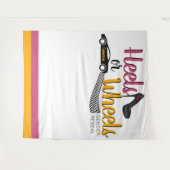 ハイヒールまたはホイール 性別発表 ピンク|マリゴールド フォト タペストリー (正面(横))