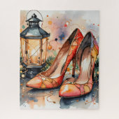 ハイヒールエレガントとランタンクリスマスシーン ジグソーパズル (縦)
