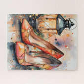 ハイヒールエレガントとランタンクリスマスシーン ジグソーパズル (横)