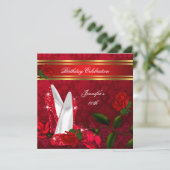 ハイヒールエレガントレッドローズブラック金ゴールド誕生日2 招待状 (スタンド正面)