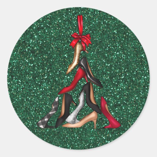 ハイヒールクリスマスツリー ラウンドシール (正面)