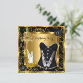 ハイヒールシャンデリアレースコルセットブラック金ゴールド 招待状 (スタンド正面)