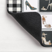 ハイヒールシューズコラージュスティレットキルトブラック マウスパッド (コーナー)