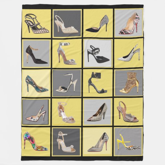 ハイヒールシューズコラージュステレットイエローブランケット フリースブランケット (正面)