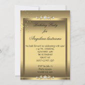 ハイヒールシューズシャンパーニュ金ゴールドバースデーパーティー 招待状 (裏面)