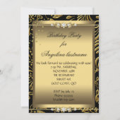 ハイヒールシューズシャンパーニュ金ゴールドバースデーパーティー 招待状 (裏面)