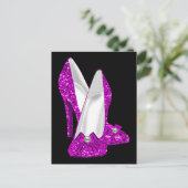 ハイヒールシューズスティレットグリッターピンク ポストカード (スタンド正面)