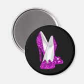 ハイヒールシューズスティレットグリッターピンク マグネット (正面/裏面)