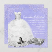 ハイヒールシューズパープルプリンセスキンセアニェラ 招待状 (正面/裏面)