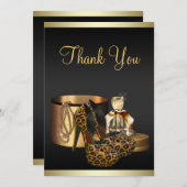 ハイヒールシューズヒョウ金ゴールドサンキューカード サンキューカード (正面/裏面)