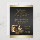 ハイヒールシューズヒョウ金ゴールド女性誕生日 招待状 (裏面)