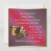 ハイヒールシューズヒョウ金ゴールド女性50誕生日 招待状 (裏面)