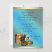 ハイヒールシューズヒョウ金ゴールド女性50誕生日 招待状 (裏面)