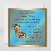 ハイヒールシューズヒョウ金ゴールド女性50誕生日 招待状 (裏面)