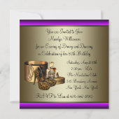 ハイヒールシューズヒョウ金ゴールド女性50誕生日 招待状 (裏面)