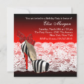 ハイヒールシューズブラックレッドゼブラパーティー 招待状 (裏面)