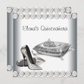 ハイヒールシューズプリンセスティアラホワイトキンセアニェラ 招待状 (正面/裏面)