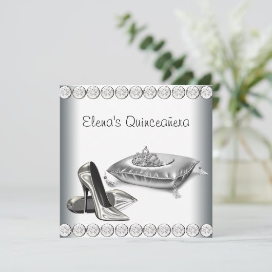 ハイヒールシューズプリンセスティアラホワイトキンセアニェラ 招待状 (スタンド正面)