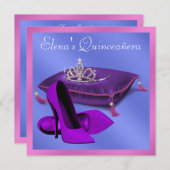 ハイヒールシューズホットピンクパープルキンセアニェラ 招待状 (正面/裏面)