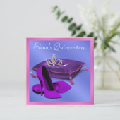 ハイヒールシューズホットピンクパープルキンセアニェラ 招待状 (スタンド正面)